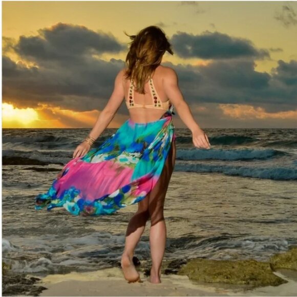 Francesca's‎ Aurora Tropical Halter Swim Coverup Medium/Large - Picture 3 of 15